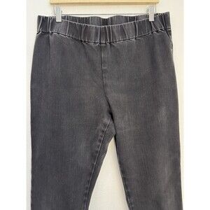 Soft Surroundings Women's XL Pull On Jeans Black Straight Denim Classic Elastic